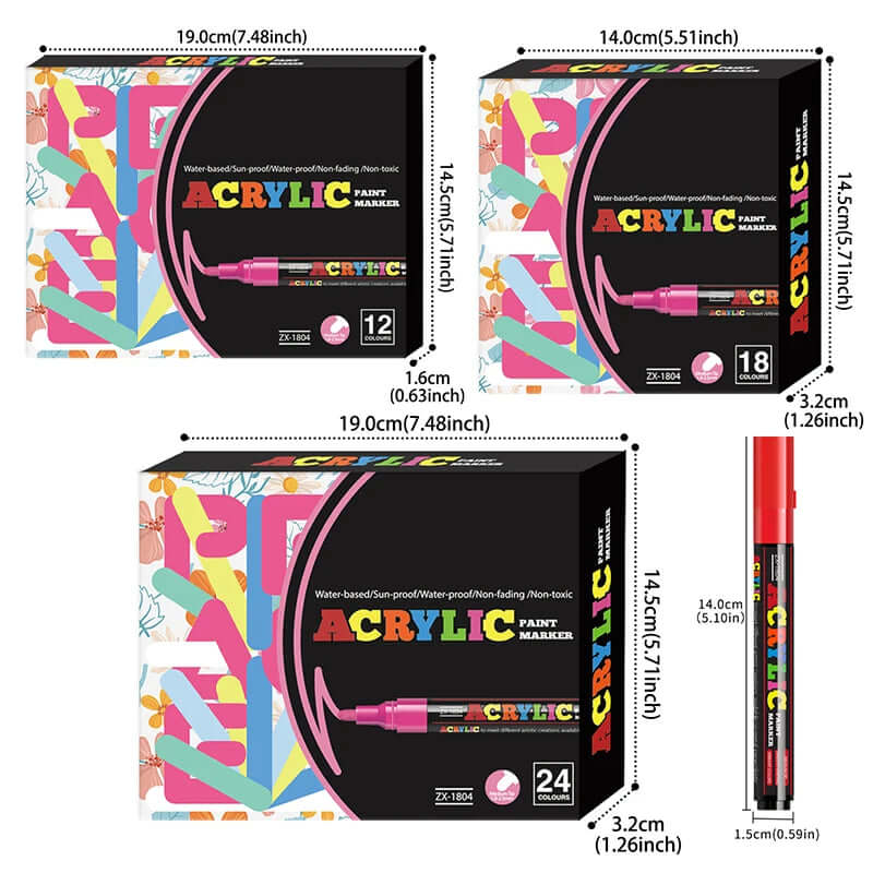 Set of acrylic markers
