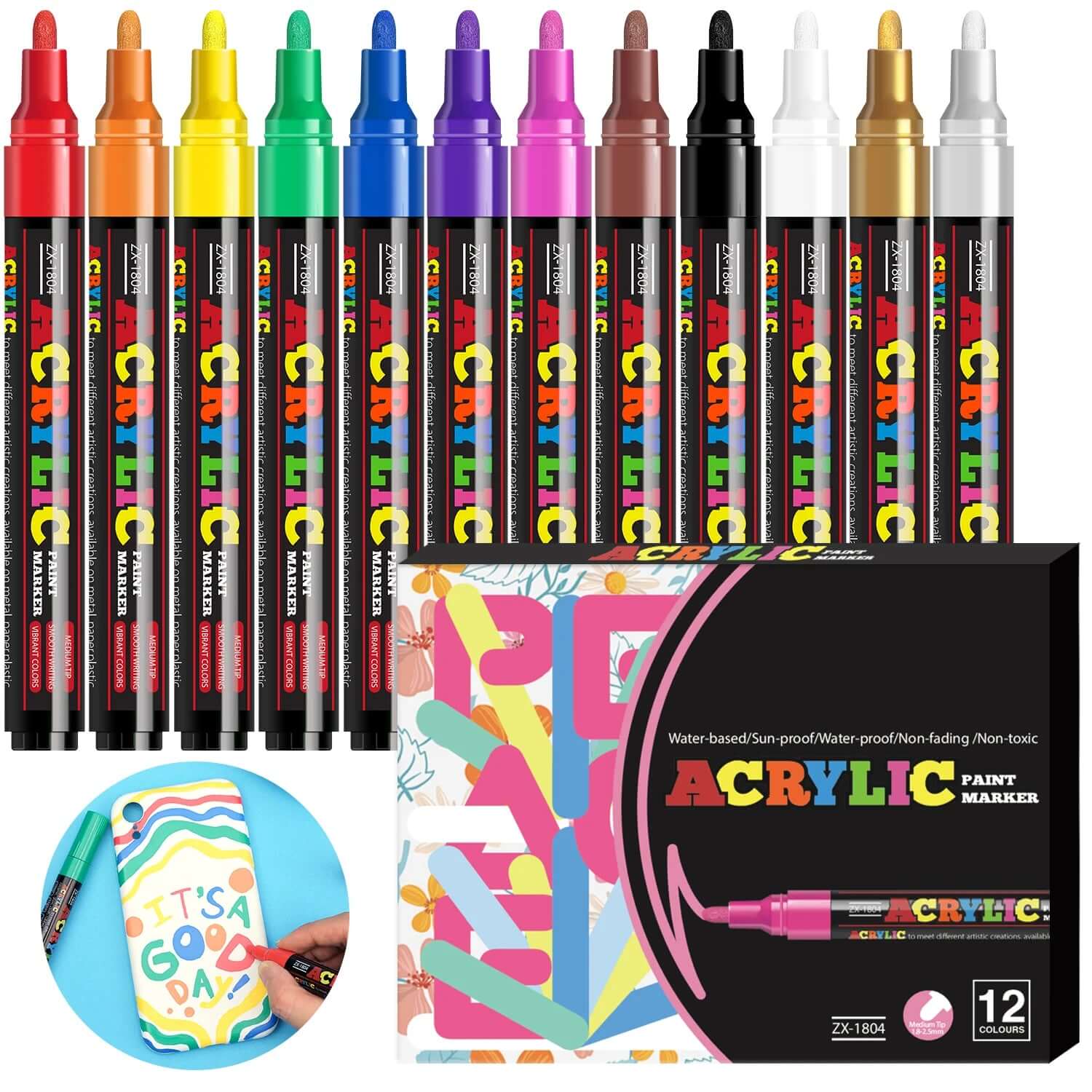 Set of acrylic markers